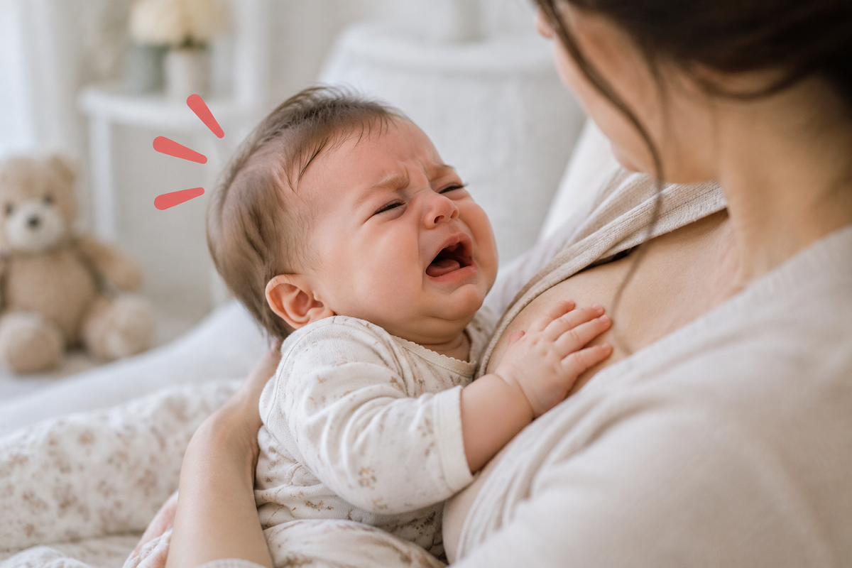 گریه نوزاد هنگام شیر خوردن نشانه چیست؟ بررسی علت‌های مهم و روش‌های رفع مشکل