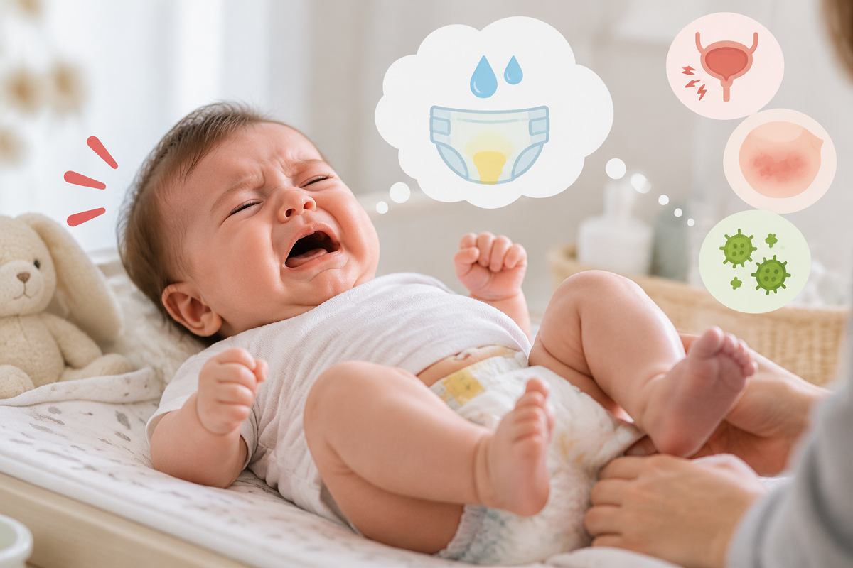 گریه نوزاد هنگام ادرار کردن نشانه چیست؟ بررسی علت‌های رایج و زمان مراجعه به پزشک