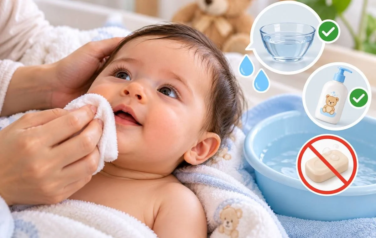 صورت نوزاد را با چی بشوریم؟ بهترین روش شست‌وشوی پوست حساس