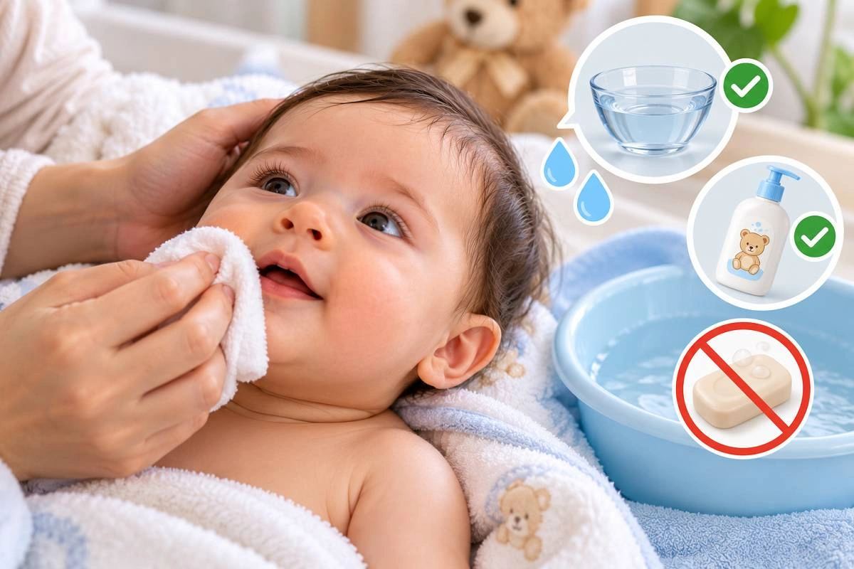 صورت نوزاد را با چی بشوریم؟ بهترین روش شست‌وشوی پوست حساس